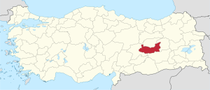 埃拉泽省在土耳其的位置