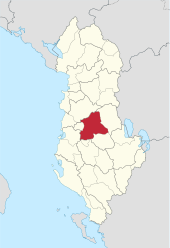 Elbasan ilçesinin Arnavutluk'taki konumu