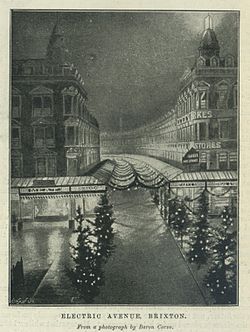 Electric Avenue, after Baron Corvo, 1895 Electric Avenue by Baron Corvo, The Sketch, 1895.jpg