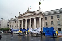 Falun Gong protesters in front of General Post Office, Dublin. Falun Gong protesters in front of General Post Office Dublin 2006.jpg
