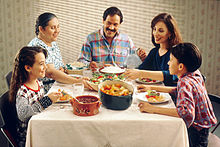 Hispanic family eating a meal. Family eating meal.jpg