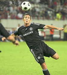 Chelsea former player and top scorer Frank Lampard preparing to execute a volley. Frank Lampard 2008.jpg