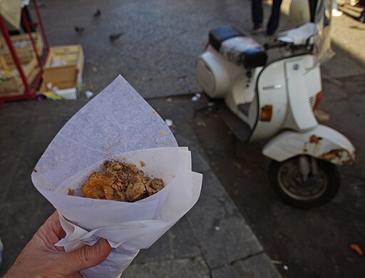 Frittola & Vespa in Ballaro market Palermo