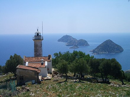 The lighthouse on the Cape Taşlık (Gelidonia), which juts out towards the Mediterranean south of Antalya