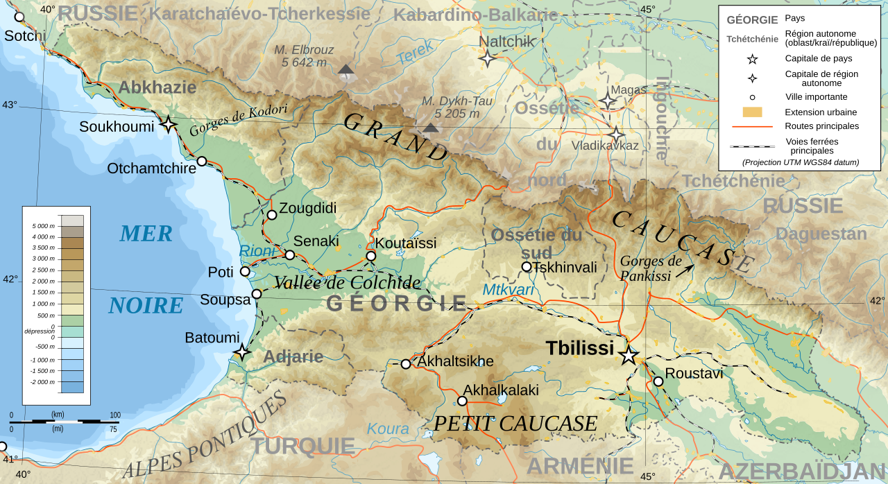 Topographical Map Of Georgia File:georgia Topographic Map-Fr.svg - Wikimedia Commons