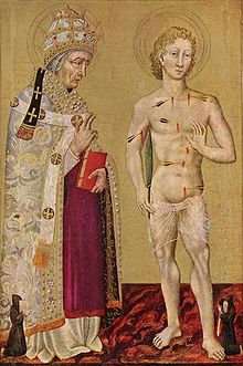 Pope St Fabian and Saint Sebastian, Giovanni di Paolo Giovanni di Paolo 002.jpg