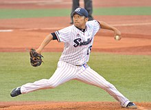 Masanori Ishikawa was the winning pitcher in Game 4. Gk ryoDSC 6809.jpg