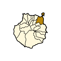 Localisation de Las Palmas de Gran Canaria dans l'île de Grande Canarie.