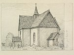 Älvros gamla kyrka tecknad av Ferdinand Boberg 1924.