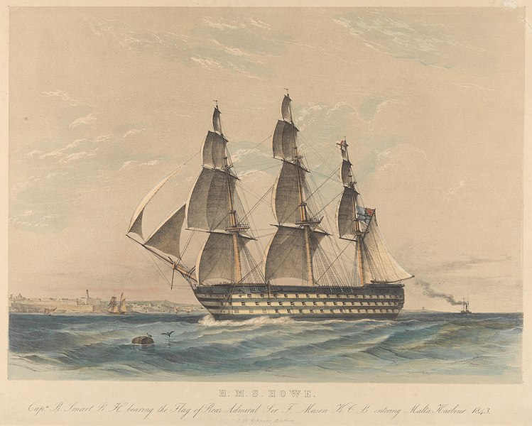 File:H.M.S. Howe - entering Malta Harbour 1843 RMG PY0793.jpg