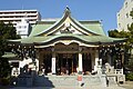 The haiden at Nambayasaka, a Shinto shrine in Naniwa-ku, Osaka.