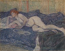 Nude Lying on a Couch (1897), by Henri de Toulouse-Lautrec, Barnes Foundation, Philadelphia. Henri de Toulouse-Lautrec - Nude Lying on a Couch - BF573 - Barnes Foundation.jpg