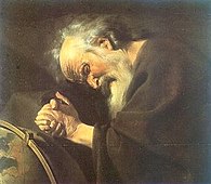 Heraclitus, the Weeping Philosopher label QS:Len,"Heraclitus, the Weeping Philosopher" label QS:Lpl,"Heraklit, płaczący filozof" label QS:Lnl,"Heraclitus, de wenende filosoof" circa 1630 date QS:P,+1630-00-00T00:00:00Z/9,P1480,Q5727902 . oil on panelmedium QS:P186,Q296955;P186,Q106857709,P518,Q861259. 59.5 × 68.5 cm (23.4 × 26.9 in). Utrecht, Centraal Museum.