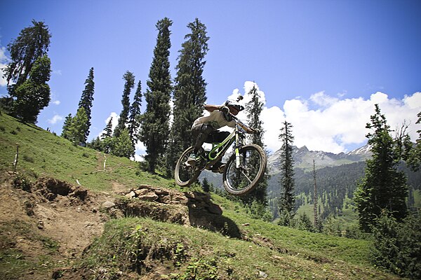 Indian DH rider Piyush Chavan during 1st Himalayan Downhill Mountain mike Trophy held at Himalayan Mountain Bike Festival.