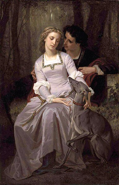 Tristan and Isolde (with Husdent the dog) by Hugues Merle (c. 1870)