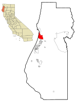 Location in Humboldt County and the state of کالیفورنیا ایالتی