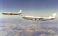 A Boeing 707 of the Imperial Iranian Air Force refuels a Boeing 747 of the IIAF.