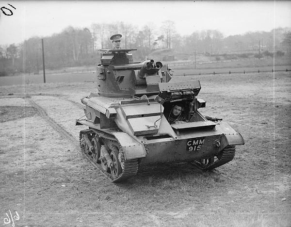 A Vickers Mk VI light tank of the 3rd (The King's Own) Hussars, c. 1937, the main tank of the 1st and 2nd Light Brigades