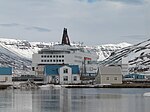 MS Norröna i hamn i Seyðisfjörður.