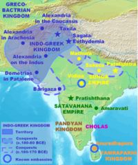 Image 1Indo-Greek Kingdom and events during the reign of Menander I c. 165 BC (from Ancient Greece)