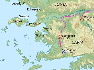 Ionian revolt: Carian campaign (496 BC). Ionian revolt Carian campaign.jpg