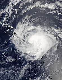 Hurricane Iselle approaching Hawaii as a minimal hurricane. Iselle Aug 7 2014 2315Z (cropped).jpg