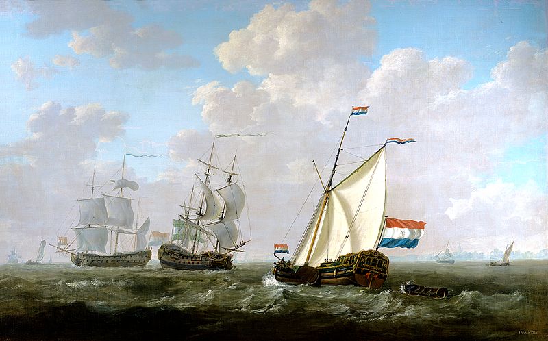 File:Jacob van Strij - Het jacht van de kamer Rotterdam begroet een Oostindiëvaarder.jpg