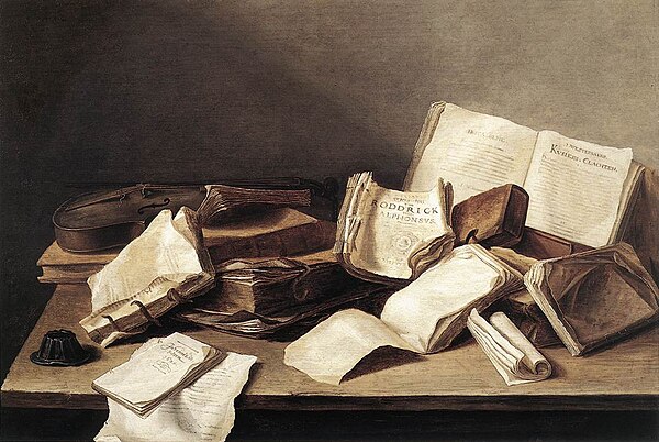 Jana Dāvidsa Hēma glezna "Klusā daba ar grāmatām" (1628)
