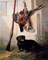 Jean-Baptiste Oudry - Dachshund with Gun and Dead Game, 1740