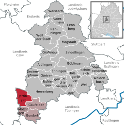 Läget för Jettingen i Landkreis Böblingen