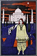 Julie Cope frente al Taj Mahal, British Museum.jpg