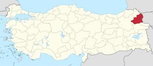 Location of Kars Province in Turkey