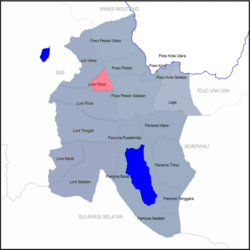 Peta kecamatan Lore Timur ring Kabupatén Poso