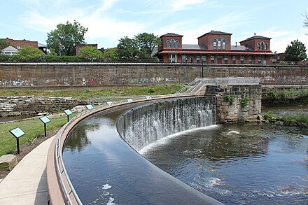 The Kent Industrial District near downtown. Many of the old industrial buildings and facilities have been repurposed as shops and parks.