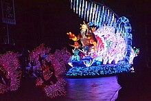 The Little Mermaid float at Disneyland, California in 2015. King Triton - Paint the Night Parade.jpg