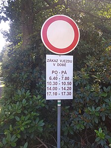 Prohibited entrance by timetable (probably due to bus timetable)