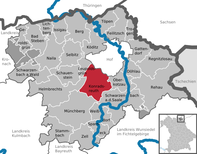 Läget för Konradsreuth i Landkreis Hof