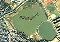 昆陽池（伊丹市）付近の空中写真。（1979年撮影）