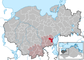 Poziția Lübstorf pe harta districtului Nordwestmecklenburg