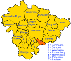 Elhelyezkedése Region Hannover térképén