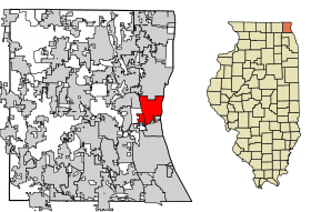 Lake County Illinois Incorporated and Unincorporated areas North Chicago Highlighted.svg