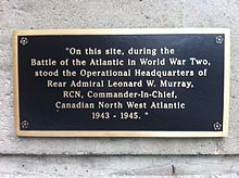 Plaque showing the location of Murray's wartime headquarters in Halifax