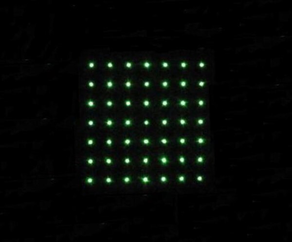 7x7 matrix using green laser and diffractive beam splitter.