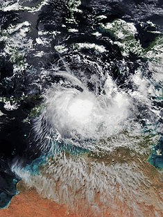 O ciclone tropical Lili em 9 de maio de 2019 no Mar de Timor do norte