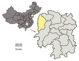 Plasseringa av Xiangxi (gul) i provinsen Hunan