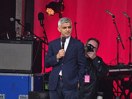 Khan at a 2019 Eid al-Fitr event in Trafalgar Square, London