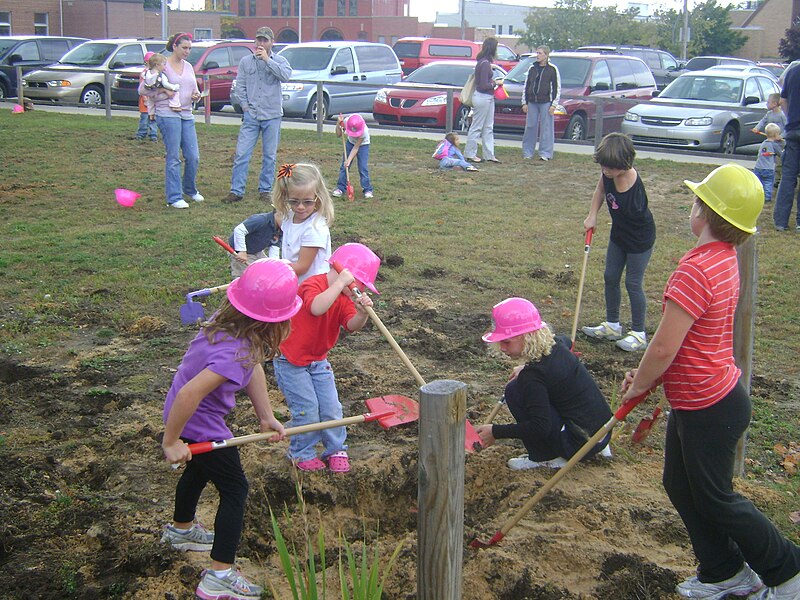 File:Ludington library children ground breaking.jpg