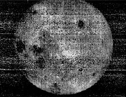 The first picture of another world from space and of the Moon's far side, photographed by Luna 3 in 1959 Luna 3 moon.jpg