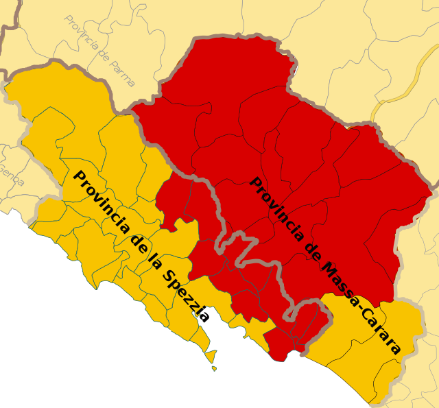 Una mappa dei comuni della Lunigiana