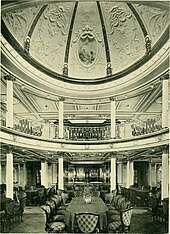 Finished first-class dining room Lusitania 1st Class Dining Saloon.jpg